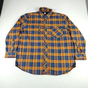 Alaskan Hardgear Shirt Mens XL Plaid Yellow Blue‎ Stretch Button Up Long Sleeve
